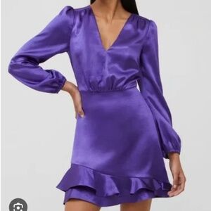 NWT French Connection "Denney" Satin V Neck Cobalt Violet Women's Dress Size 2